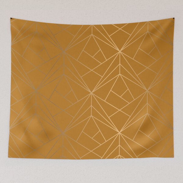 Item preview, Cinnamon Brown Geometric Gold Pattern With Gold Shimmer designed and sold by Vic Torys ☆.