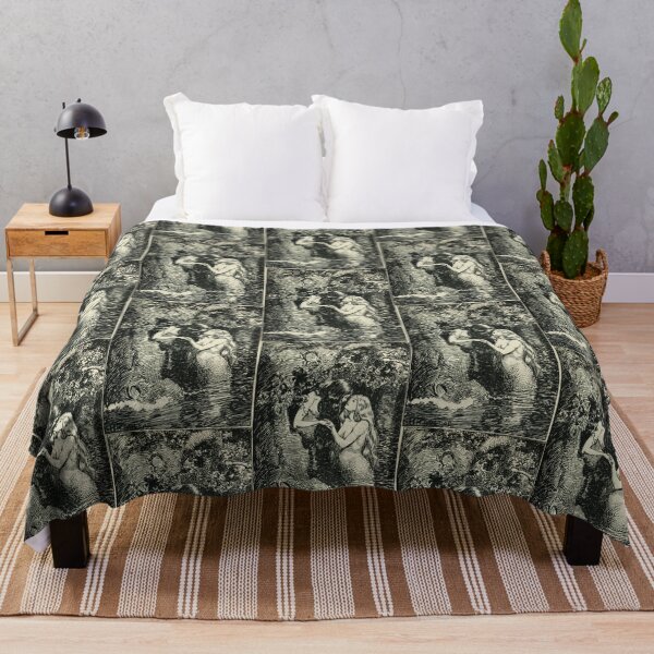 "The Nymph Caught The Dryad In Her Arms" By H.R. Millar (1904) Sapphic Vintage Print Throw Blanket