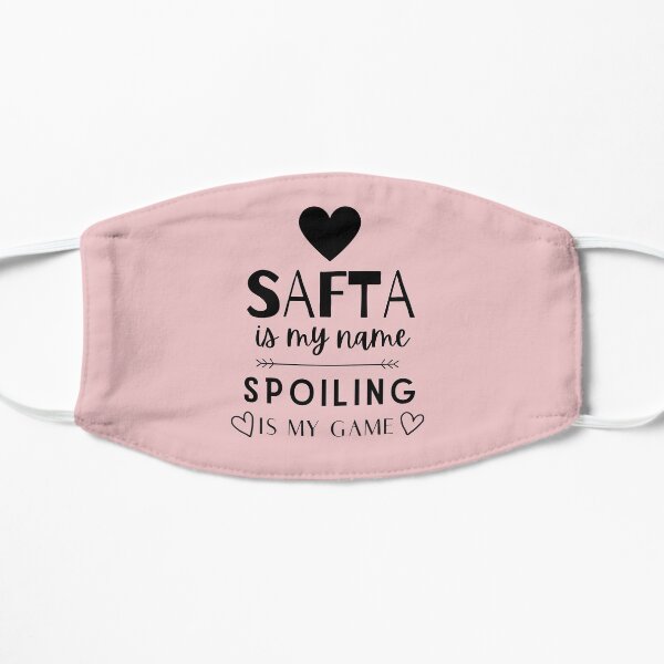 Safta Is My Name Spoiling Is My Game Funny Hebrew Grandmother Gift Flat Mask