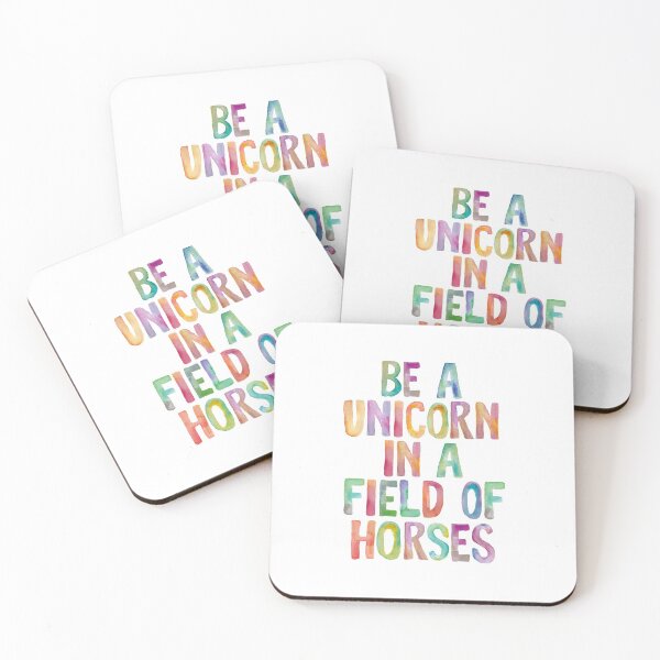 Item preview, BE A UNICORN IN A FIELD OF HORSES rainbow watercolor designed and sold by MotivatedType.