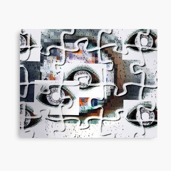 Puzzles eyes pixels Canvas Print