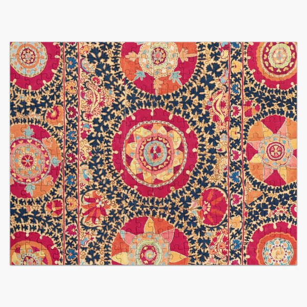 Kermina Suzani Uzbekistan Floral Embroidery Print Jigsaw Puzzle