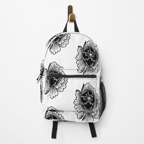 Item preview, Blackwork tattoo art peony flower designed and sold by Kylee Mason.