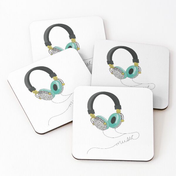 Item preview, Funky headphones with aqua blue ear muffs and black and white leopard print designs on the outside designed and sold by Fruit-Tee.