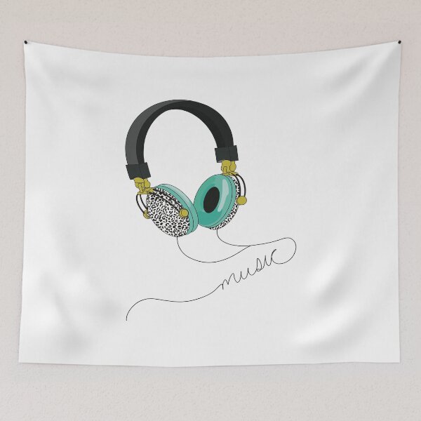 Item preview, Funky headphones with aqua blue ear muffs and black and white leopard print designs on the outside designed and sold by Fruit-Tee.
