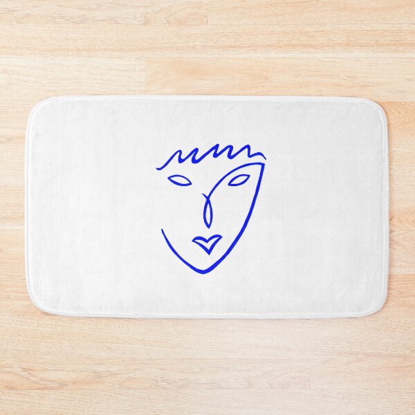 Item preview, Simple Abstract Painted Line Sketch of Face in Blue - Stylised Face designed and sold by Roro-WB.