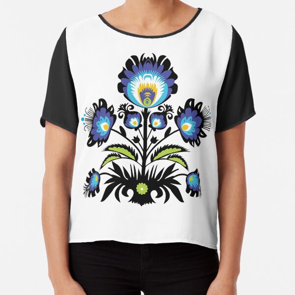 Simple Folk flower composition with black Chiffon Top