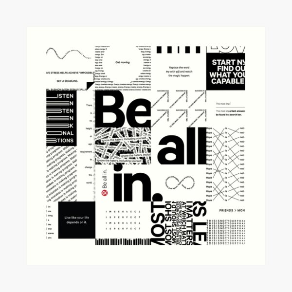 Black and White New Inspired Lululemon Bag Print Art Print
