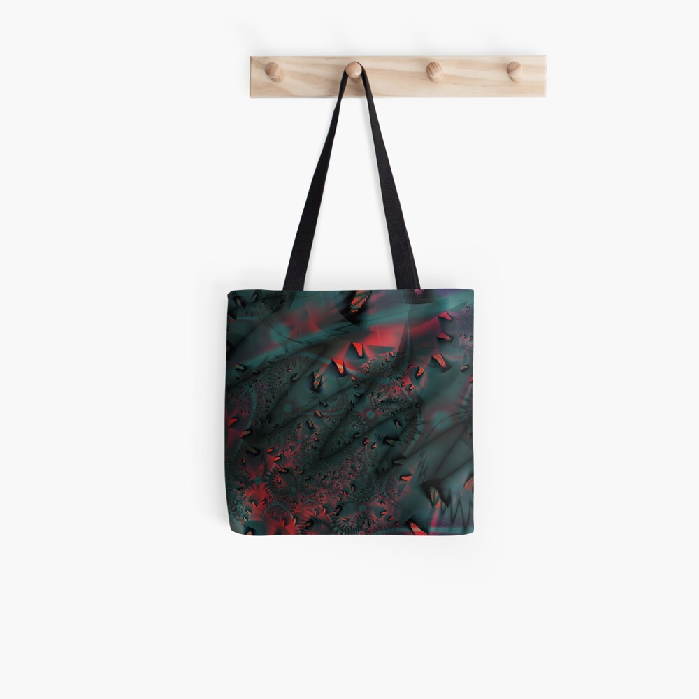 Red Abstract Lined Tote Bag