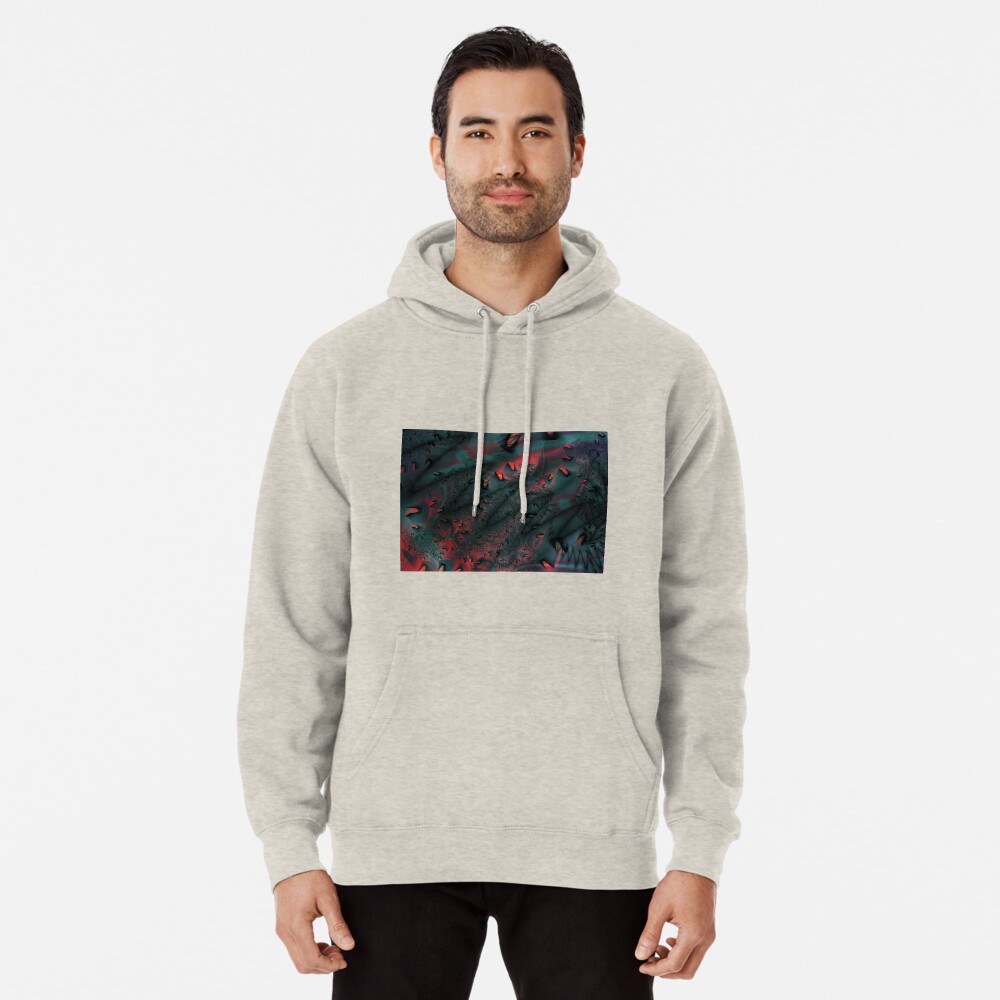 Red Abstract Lined Pullover Hoodie