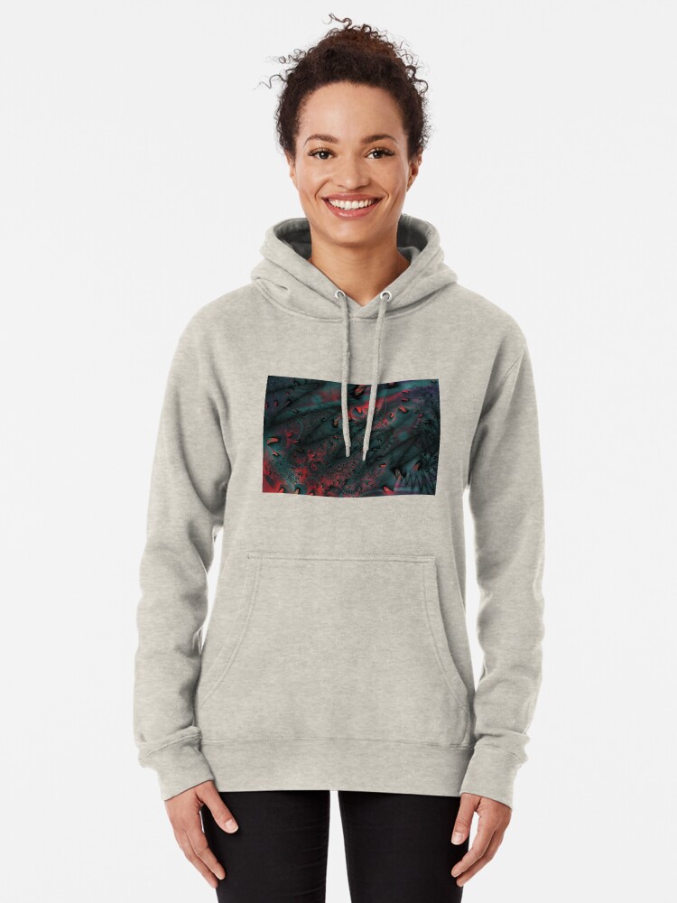 Alternate view of Red Abstract Lined Pullover Hoodie