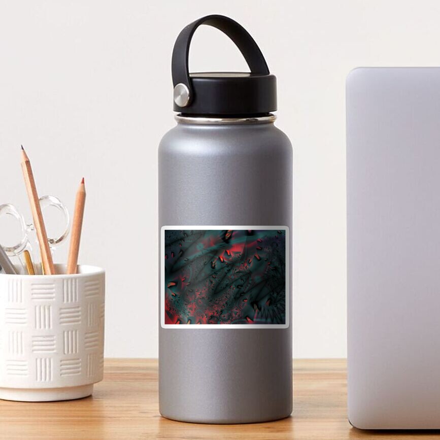 Red Abstract Lined Sticker
