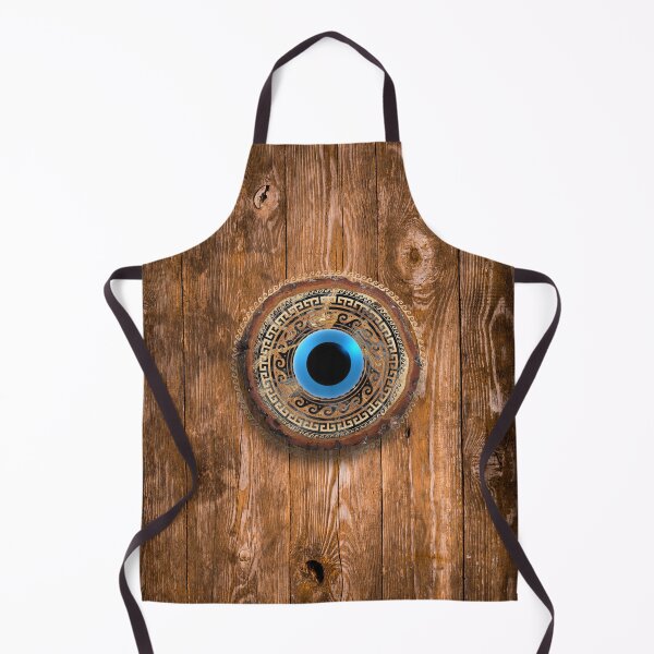 Aperçu de l'œuvre Clé grecque en bois Mati Evil Eye créée et vendue par Yiorgos Designs.