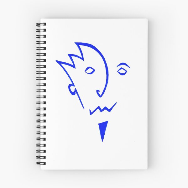 Item preview, Simple Abstract Line Painting of a Face - Man with Beard, Moustache and Spiky Hair in Blue designed and sold by Roro-WB.