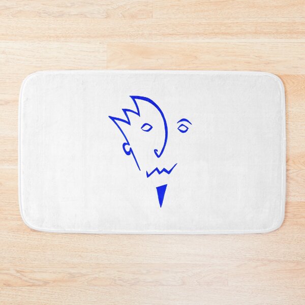 Item preview, Simple Abstract Line Painting of a Face - Man with Beard, Moustache and Spiky Hair in Blue designed and sold by Roro-WB.