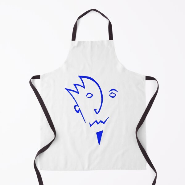 Item preview, Simple Abstract Line Painting of a Face - Man with Beard, Moustache and Spiky Hair in Blue designed and sold by Roro-WB.