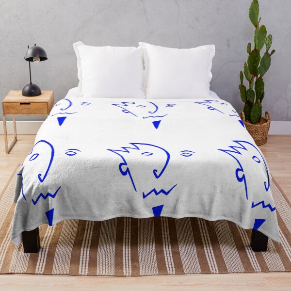 Item preview, Simple Abstract Line Painting of a Face - Man with Beard, Moustache and Spiky Hair in Blue designed and sold by Roro-WB.