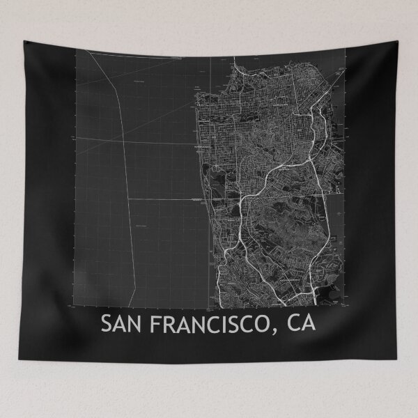 Item preview, San Francisco, CA Quad Topographical Map Black designed and sold by PGHPhotoCo.