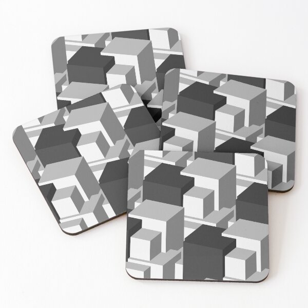 Item preview, 3D Optical Illusion Blocks Tech Geometry Pattern (Black/White/Gray) designed and sold by hyproinc.