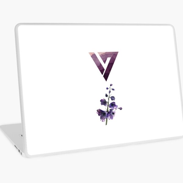 Purple Floral Watercolor Seventeen Logo Design (kpop) Laptop Skin