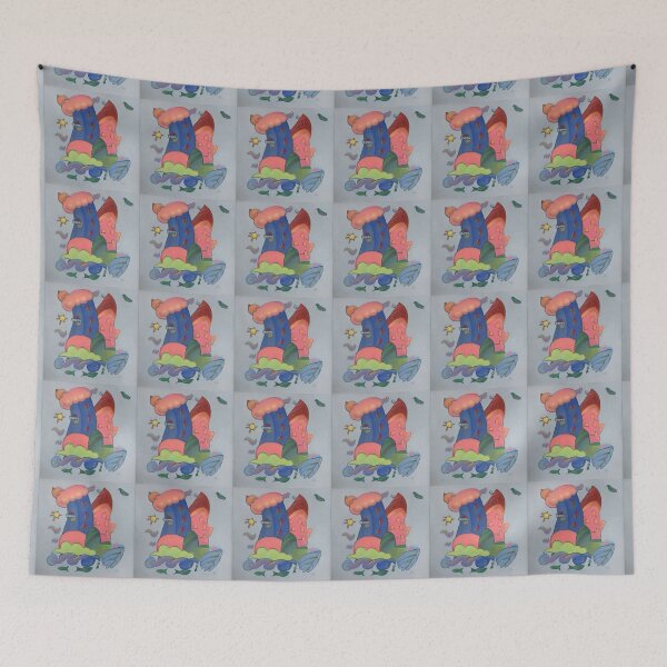 Item preview, French blue village tower by the sea designed and sold by AnnetteArt.