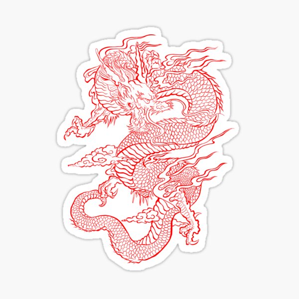 Sticker for Sale avec l'œuvre « Dragon chinois bleu » de l'artiste  WearWolfDesigns