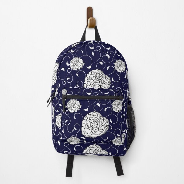 Item preview, White Peonies in the Dark Midnight Blue designed and sold by Skeenazlan.