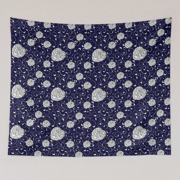 Item preview, White Peonies in the Dark Midnight Blue  designed and sold by Skeenazlan.