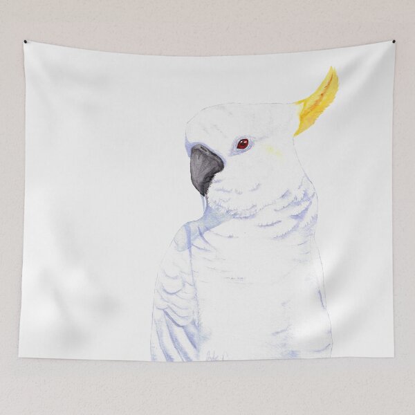 Item preview, sulphur-crested cockatoo watercolor designed and sold by L'Atelier Oranjade.