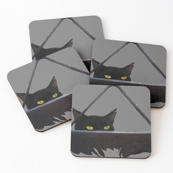 Item preview, black cat at the door designed and sold by ricobarinas.