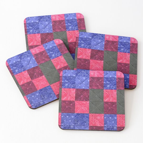 Item preview, Quilted patchwork purple, blue and black chequered pattern  designed and sold by baligaia.