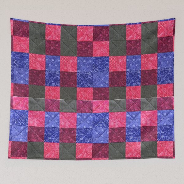 Item preview, Quilted patchwork purple, blue and black chequered pattern  designed and sold by baligaia.