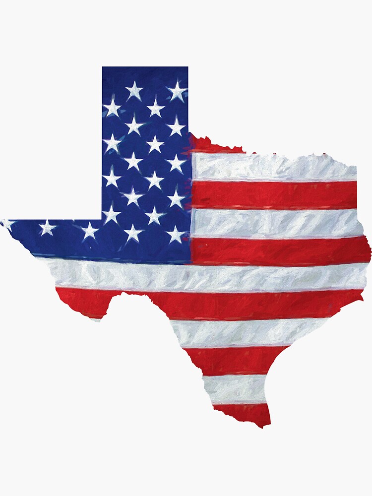 "Texas State Map Outline With American Flag Inside" Sticker For Sale By ...