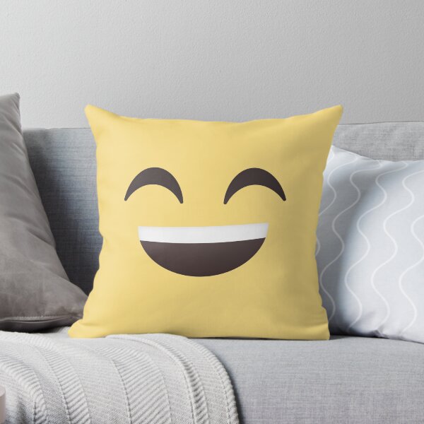 Grinning Little Face with Smiling Eyes Throw Pillow