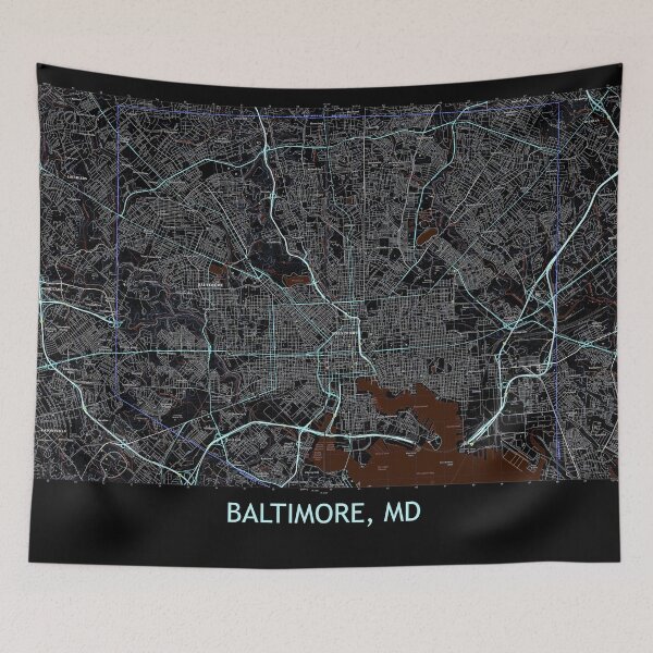 Item preview, Baltimore, MD Topographical Map Dark designed and sold by PGHPhotoCo.