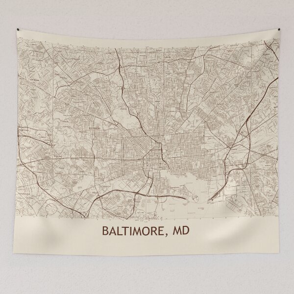 Item preview, Baltimore, MD Topographical Map Vintage designed and sold by PGHPhotoCo.