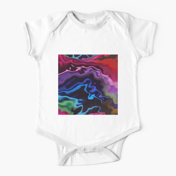 Colorful Acrylic Abstract Art Short Sleeve Baby One-Piece