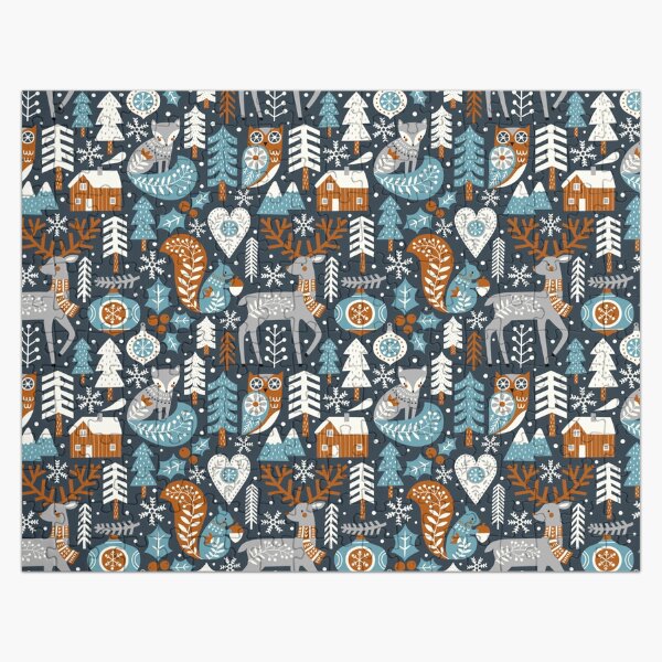 Scandinavian Christmas / Dark Blue Jigsaw Puzzle