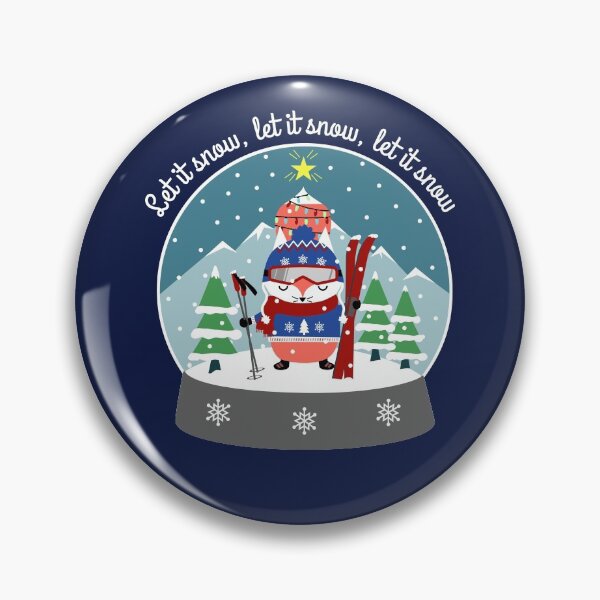 Item preview, Christmas Coral Fox Skier Snow Globe designed and sold by CoralFoxDesigns.