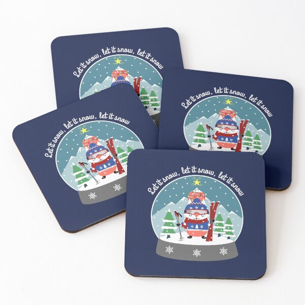Item preview, Christmas Coral Fox Skier Snow Globe designed and sold by CoralFoxDesigns.