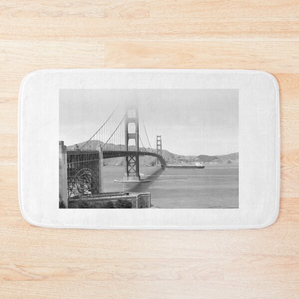 Item preview, Golden Gate Bridge with tanker in black and white designed and sold by Sonja Martin Photography.