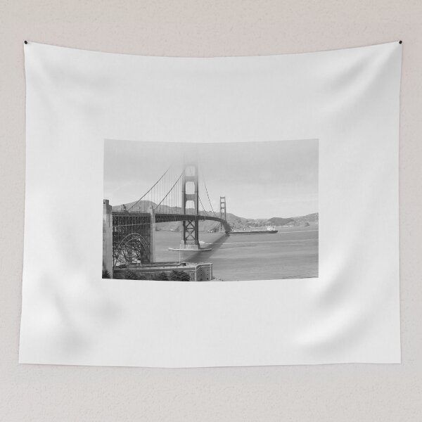 Item preview, Golden Gate Bridge with tanker in black and white designed and sold by Sonja Martin Photography.