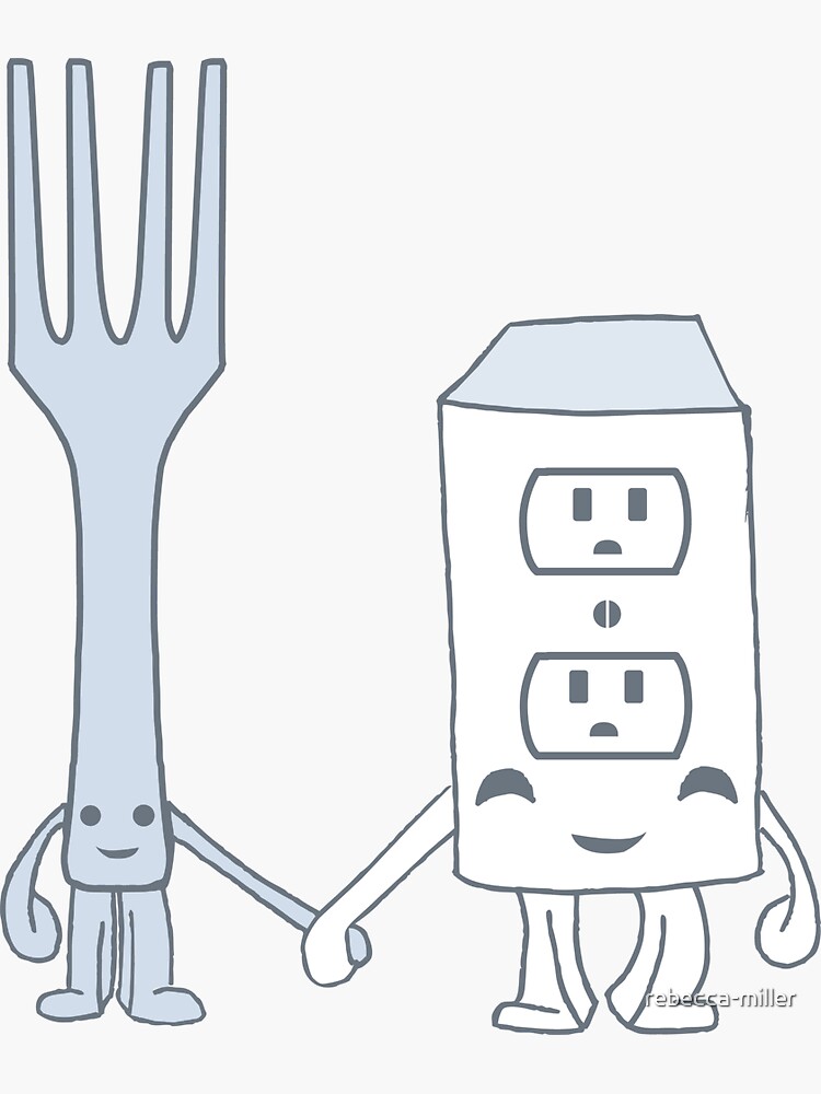 "The Cutest Couple Fork & Electrical Outlet" Sticker for Sale by