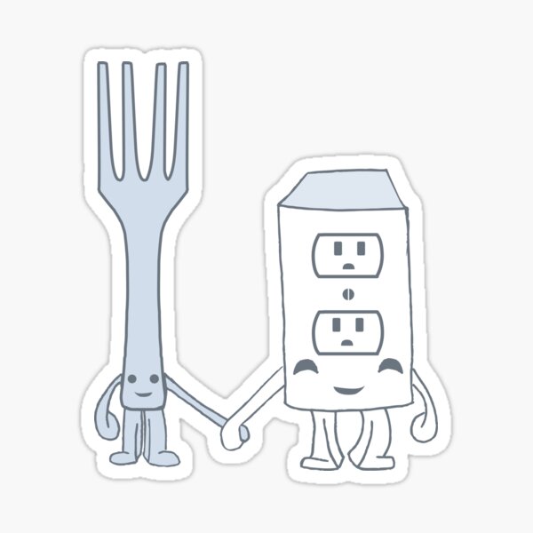 The Cutest Couple: Fork & Electrical Outlet Sticker