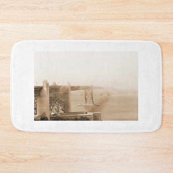 Item preview, Golden Gate Bridge covered in mist in sepia designed and sold by Sonja Martin Photography.
