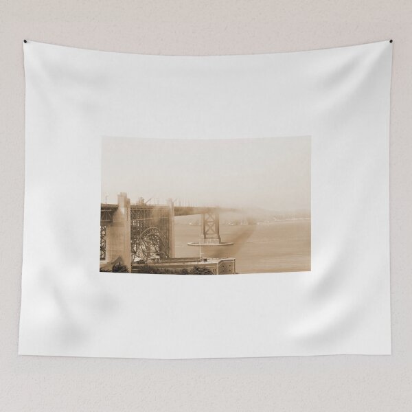 Item preview, Golden Gate Bridge covered in mist in sepia designed and sold by Sonja Martin Photography.