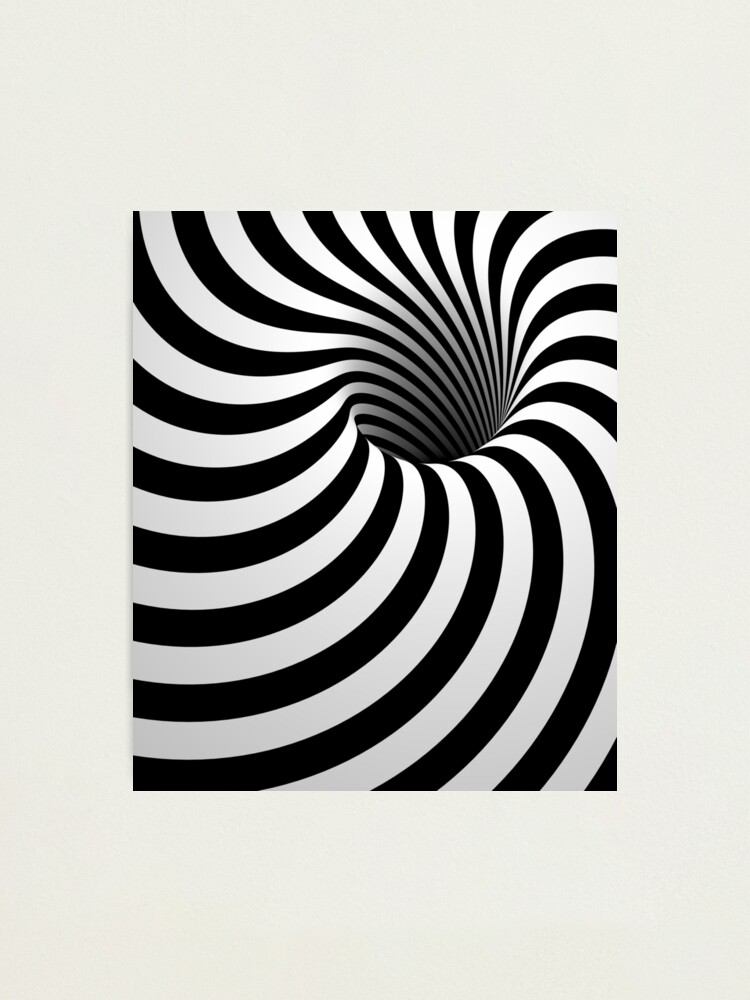 Black And White 3D Line Illusion Drawing Geometric Pattern