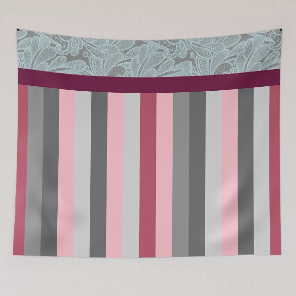 Item preview, Lace and Stripes (Pink and Grey) designed and sold by JazzPWall.