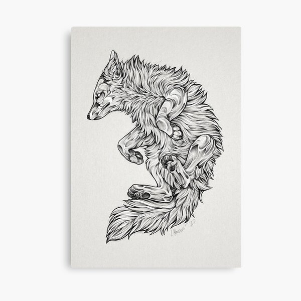 Blackwork Fox Canvas Print