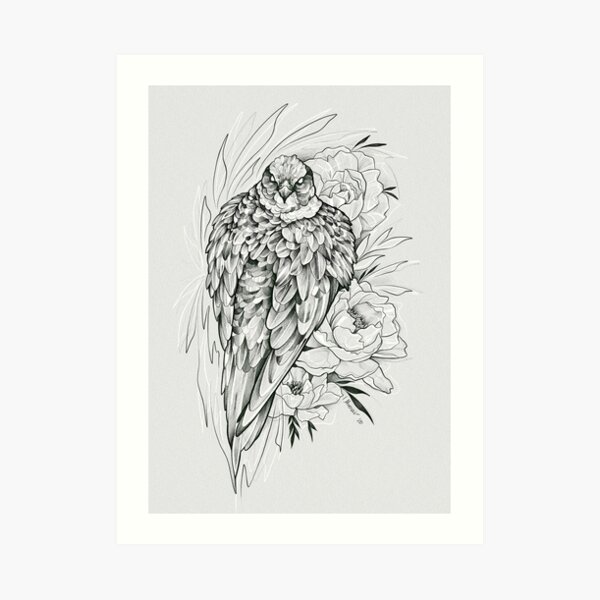 Blackwork Falcon Art Print